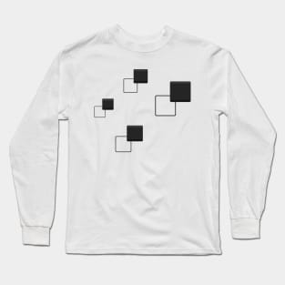 Squares Abstract Art Emboss Black Long Sleeve T-Shirt